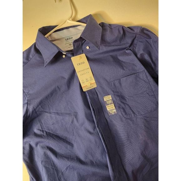 Advantage CoolFX Regular Solid Dress Shirt Mens  large navy - Picture 6 of 7